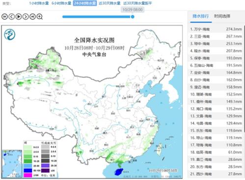 雨势猛烈！海南霸榜全国降水榜 今天强降雨持续局地仍有特大暴雨